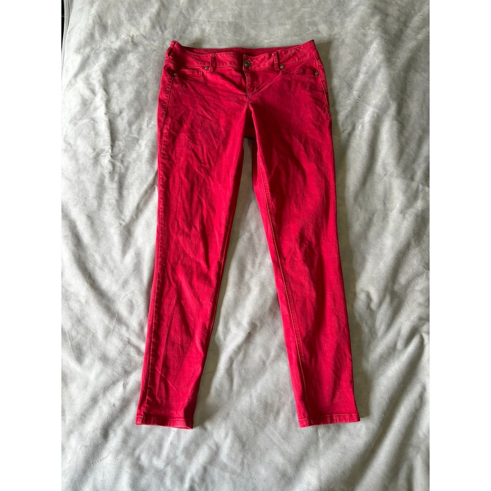 Maurices Womens Red Skinny Jeans Mid Rise Stretch Denim Pants Size L-R